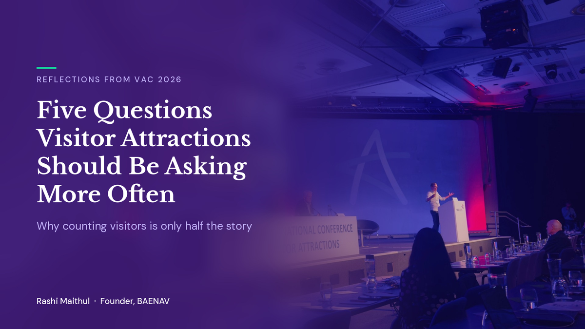 Blog banner: speaker on stage at the Visitor Attractions Conference 2026 with the article title